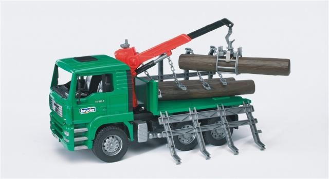 Bruder MAN TGA Timber Truck with Loading Crane and 3 Trunks