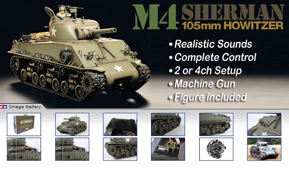 Tamiya 1/16 RC US M4 Sherman 105mm Howitzer - Full-Option Kit