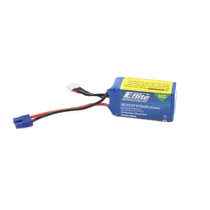 E-flite 910mAh 6S 22.2V 30C LiPo 16 AWG EC3