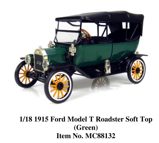 Motor City Classics Coca-Cola 1/18 1915 Ford Model T Roadster So